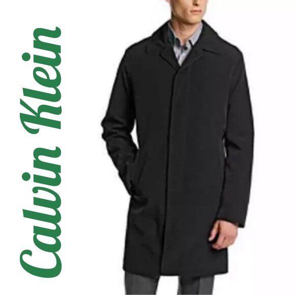 CALVIN KLEIN BLACK “PARK” SLEEK TRENCH COAT MID LENGTH REMOVABLE WOOL LINER, MEN - Picture 1 of 12
